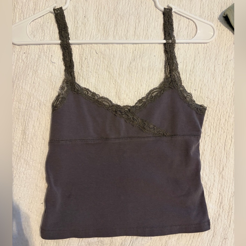 Edikted Lace Trim Camisole - Dark Gray